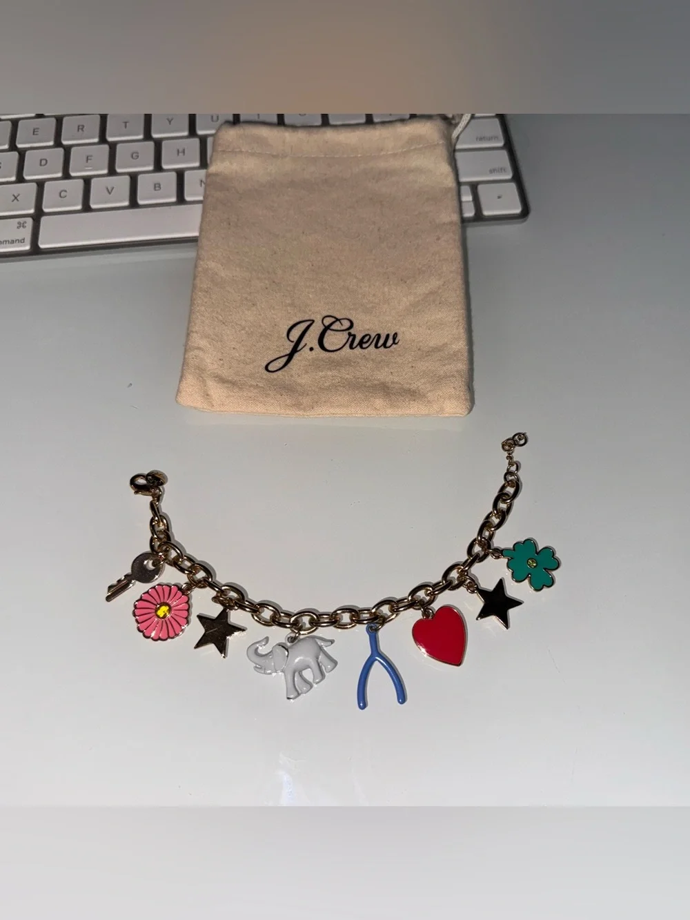 J. Crew Kids' Gold Charm Chain Bracelet with Multicolor Charms